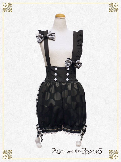 Alice and the Pirates フリルショートパンツ 黒 Jesters of the Moon Salopette Pants by Alice and the Pirates