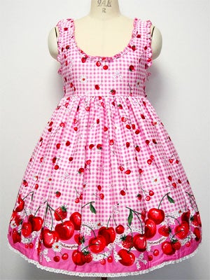 Gingham Cherry High Waist JSK by Metamorphose Temps de Fille