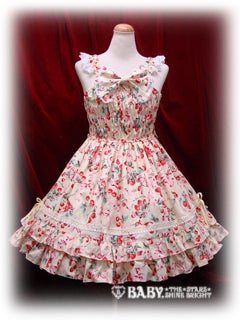 Strawberry and Cherry Print Shirring JSK (2010) by Baby, the Stars