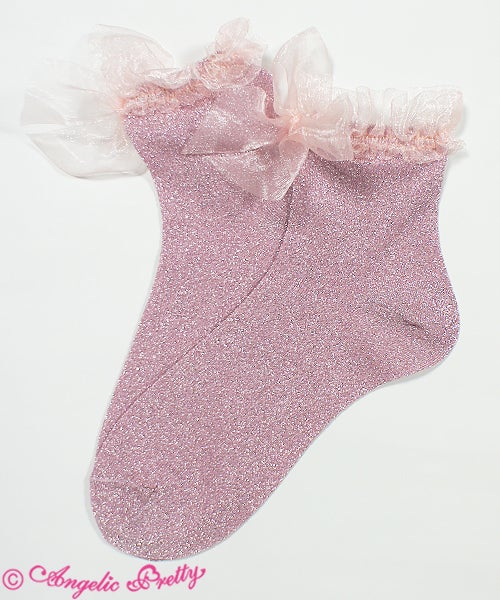 Twinkle Glitter Crew Length Socks by Angelic Pretty
