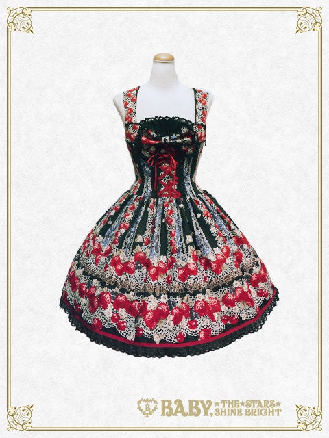 美品BABY Strawberry's Heart Drops柄JSK 苺 生成 Strawberry's Heart Drops JSK I by Baby, the Stars Shine Bright
