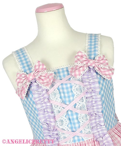 Gingham Color Scheme Shoulder Ribbon JSK (2022) by Angelic Pretty