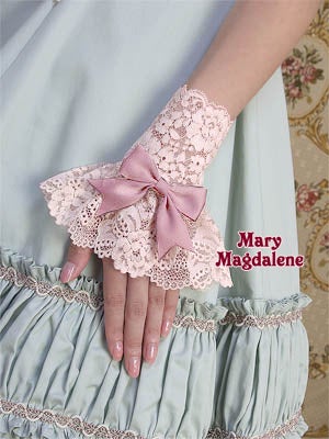 メアリーマグダレン リボン付きレースカフス・ロング 生成/ローズ Mary