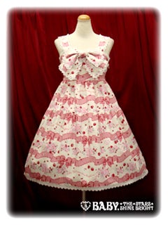 Sweet Gingham Border Ribbon Ribbon JSK黒 Sweet Gingham Border Ribbon Ribbon Baby Doll JSK by Baby, the