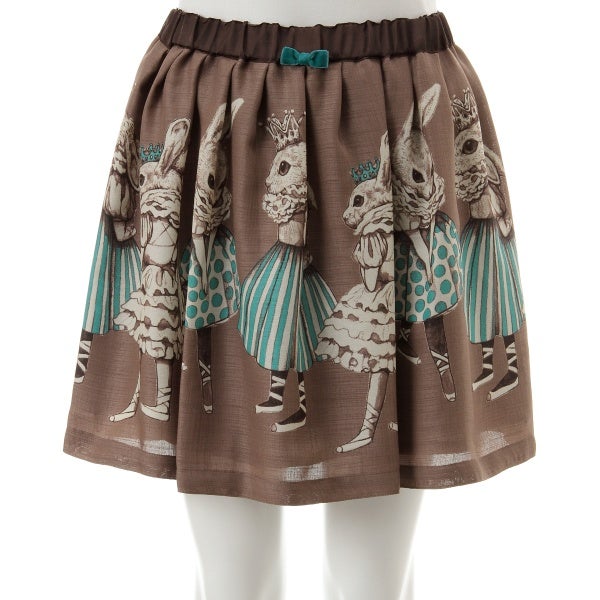 Emily Temple cute バレエシューズ柄 スカート Rabbit Ballerina Print Skirt by Emily Temple Cute