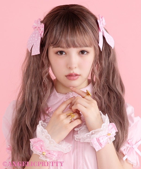 AngelicPretty PrincessLacyRibbonバレッタ ピンク Sweet Dot Ribbon Clip Set by Angelic Pretty
