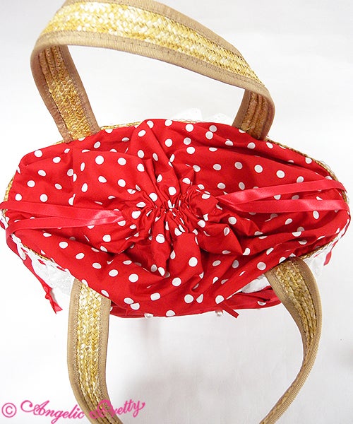 Lovely Dot Straw Bag by Angelic Pretty