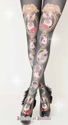 Juliette et Justine Le cardre du chat 猫柄 Le Cadre du Chat Tights by Juliette et Justine