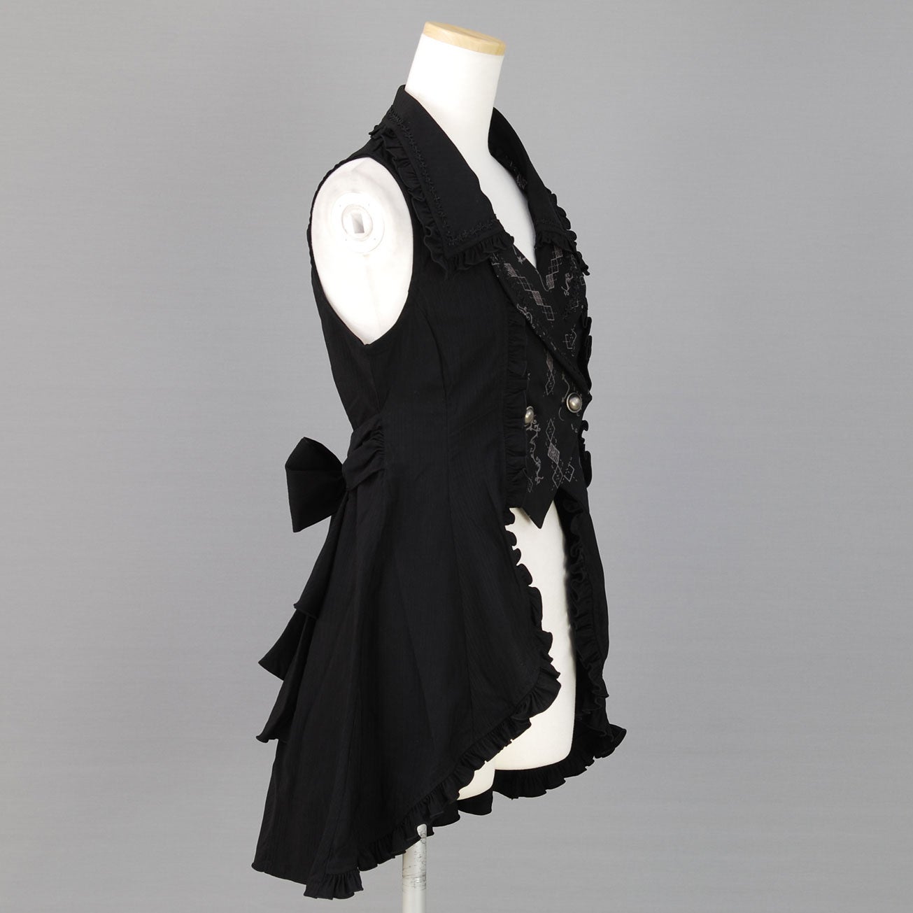 FRILL Tailored Collar Long Vest by h.NAOTO