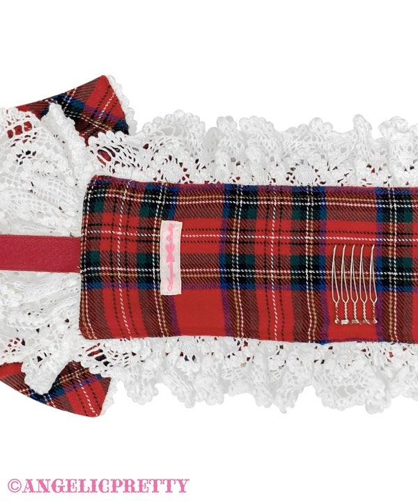 Oshama Frill Headdress (Tartan) by Angelic Pretty