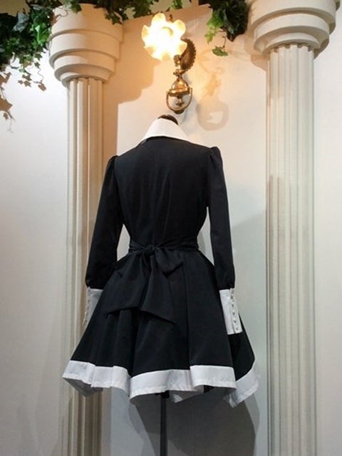 アトリエボズ　キャロルワンピース長袖　黒×白 Long Sleeve Carol OP by Atelier Boz