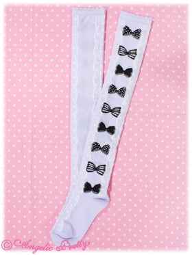 Angelic Pretty はしごリボン柄オーバーニー ソックス Jewel Ribbon OTKs by Angelic Pretty