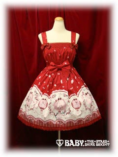 BABY THE STARS SHINE BRIGHT りんごリス柄JSK L'Oiseau Bleu Print Waist Switching JSK by Baby, the Stars Shine