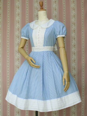 Gingham Frill Tuck OP by Victorian Maiden