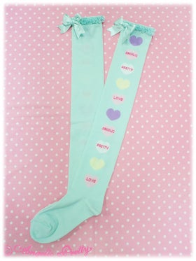 Angelic pretty 【Sugar Heartsオーバーニー】ミント Sugar Hearts OTKs by Angelic Pretty