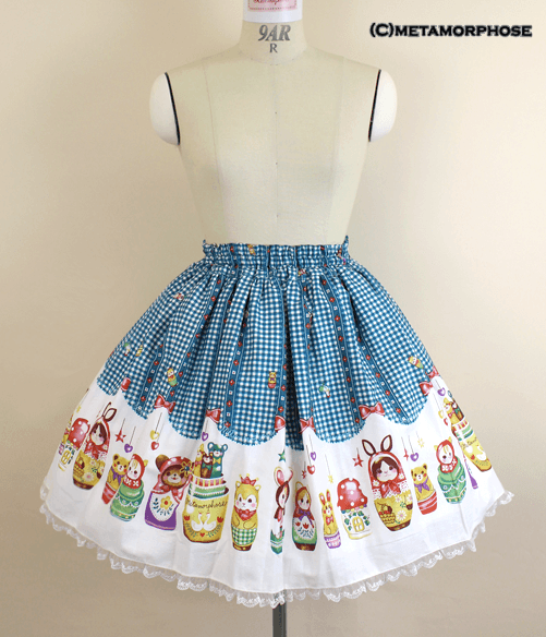 フ*♡様 メタモルフォーゼ Nostalgic Matryoshka Doll Matryoshka Doll Mini Skirt by Metamorphose Temps de Fille