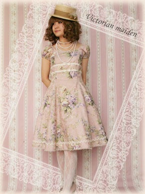 Victorian maidenアンティークローズ パフスリーブワンピース