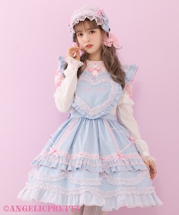 Heart Bib Skirt (Plain) (2025) by Angelic Pretty