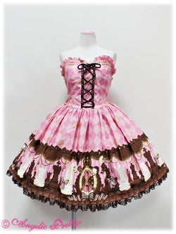 Angelic Pretty チェスチョコビスチェ風JSK+KCセット　ピンク Chess Chocolate Bustier JSK by Angelic Pretty