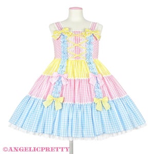 Gingham Color Scheme Shoulder Ribbon JSK (2021 2nd Release) by