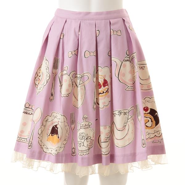 Emily Temple Cute ティーパーティープリントスカート サックス Tea Cup Print Skirt by Emily Temple Cute