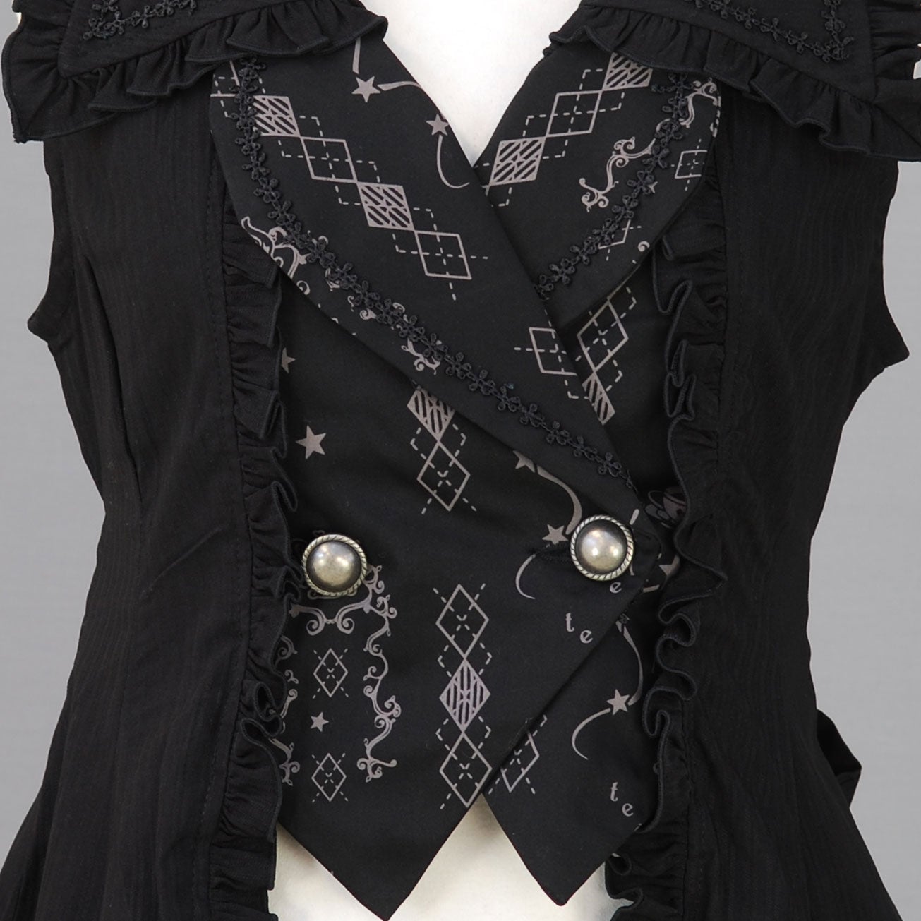 FRILL Tailored Collar Long Vest by h.NAOTO
