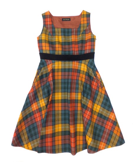 極美品jane marple ウール中キルト　タータンチェックベルベット襟コート Wool Tartan & Velvet Ribbon JSK by Jane Marple