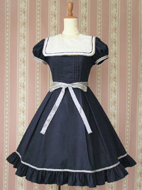 Stripe Ribbon Sailor OP by Victorian Maiden