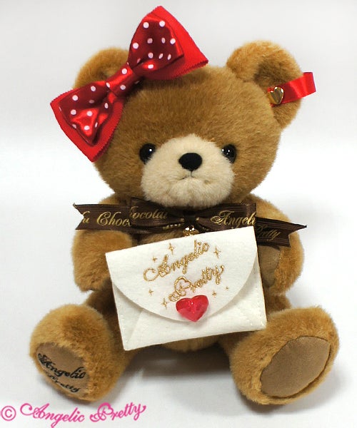 Chocolate Letter Bear Plush Pouch by Angelic Pretty