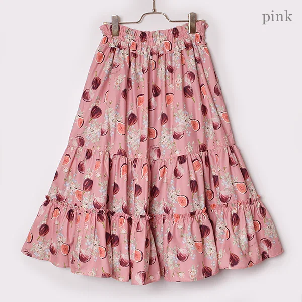 Melody Basket ストライプ いちごウサギスカート Blooming Fig Skirt by Melody BasKet