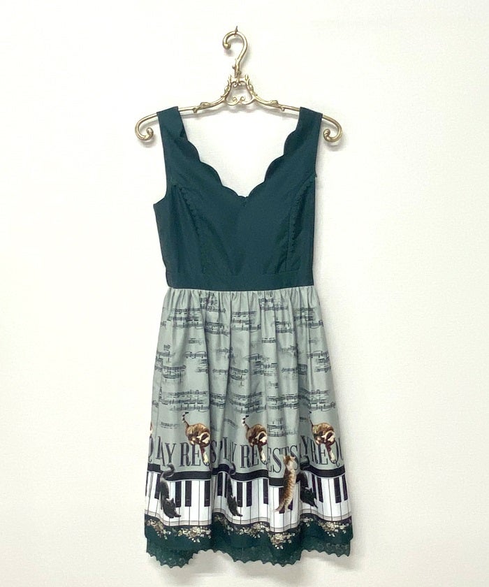 Poetique - Cat and Piano Pattern JSK by Axes Femme