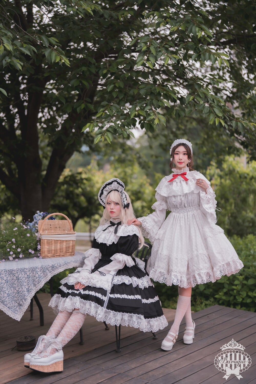 韓国ロリッタブランドBaroque Rose bouquet ピンクセット Baroque ~ Rose Bouquet Full Shirring OP by Indie Brand