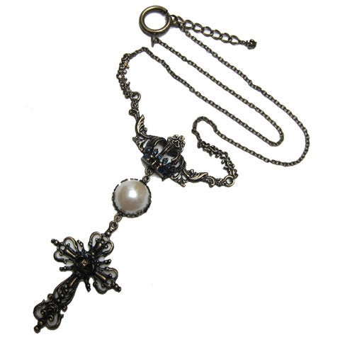 BLACK PEACE NOW クラウンチョーカー ネックレス Crown and Cross Charm Necklace by Black Peace Now