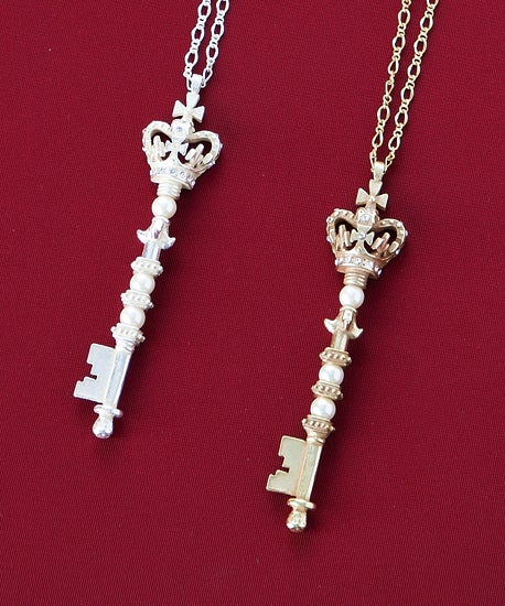 Pearl Crown Key Necklace by Jane Marple