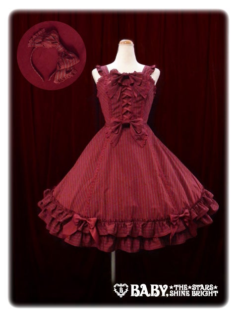 Regimental Stripe JSK & Head Bow Set by Baby, the Stars Shine Bright