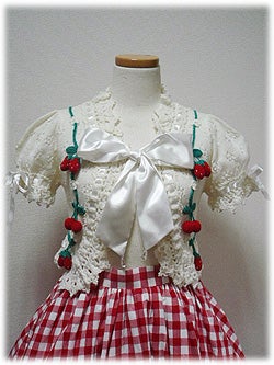 Strawberry Cherry Satin Ribbon Bolero by Angelic Pretty