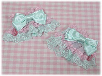 Color Scheme Heart Charm Wrist Cuffs (Glitter) by Angelic Pretty