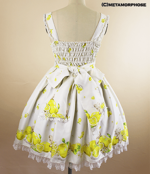 Dreaming heart♡Lemon Ribbon Shirred JSK (Mini-length) by
