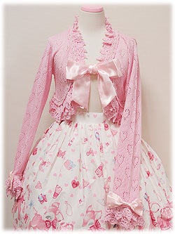 Heart Lacework Knit Satin Ribbon Bolero by Angelic Pretty