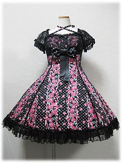 Angelic Pretty レディローズ 黒 ヘッドドレス Lady Rose Mini Sleeve JSK by Angelic Pretty