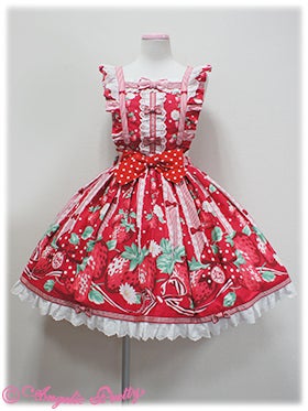 Freshly Picked Strawberries Apron Style Skirt by Angelic Pretty