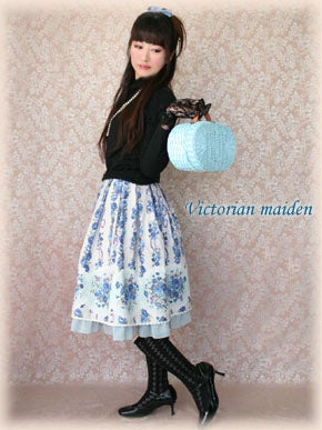 Rose Bouquet Stripe Frill Skirt by Victorian Maiden