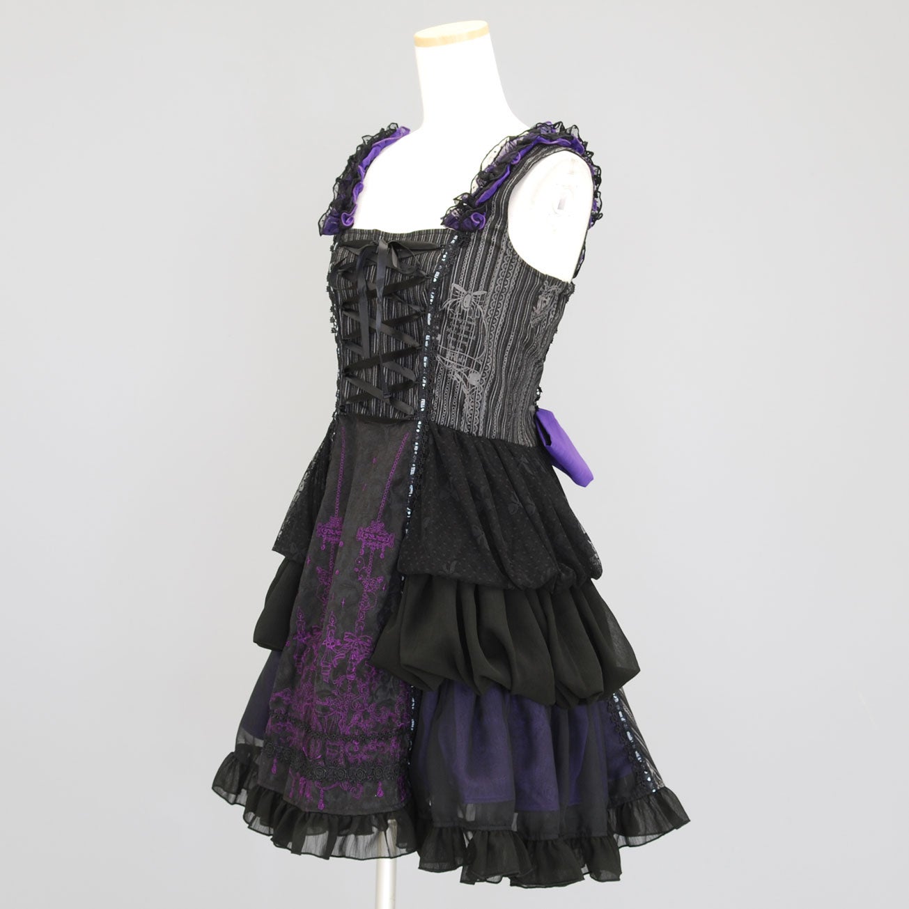 FRILL Lace-up Embroidered JSK by h.NAOTO