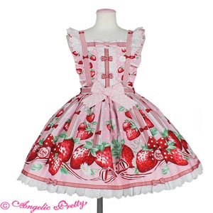 Freshly Picked Strawberries Apron Style Skirt (2020) by Angelic Pretty