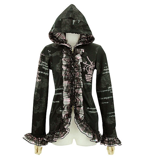H.Jelly ~ Checkered Frill Lightweight Knit Zip-Up Parka by h.NAOTO