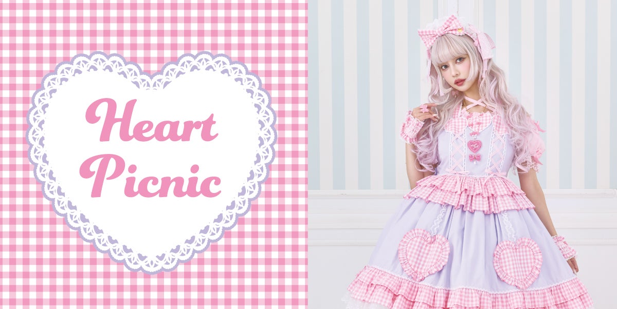 y2k姫ギャル♡甘ロリ♡ローズ×ハート柄 レース付きガーリー甚兵衛 ♡ Heart Picnic JSK by Angelic Pretty