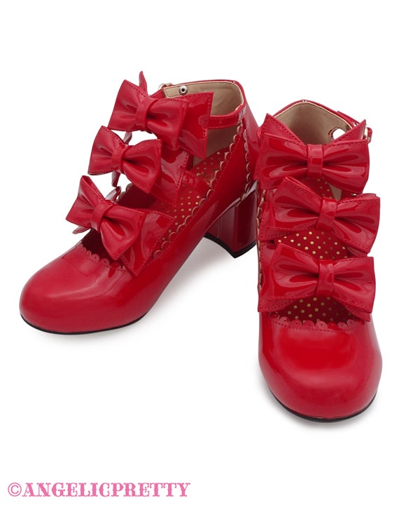 Enamel Chelsea Ribbon Shoes (2021) by Angelic Pretty