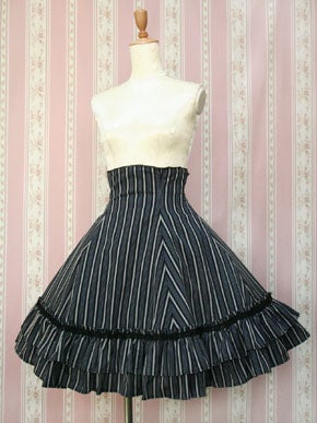 Regimental Stripe Bustle Skirt by Victorian Maiden
