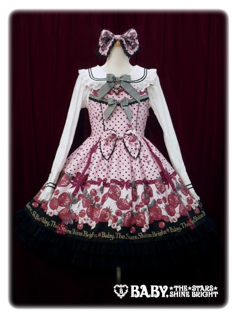 BABY THE STARS いちごみるくなStrawberrydays JSK Sweet Cream Strawberry Days Tutu JSK by Baby, the Stars Shine Bright