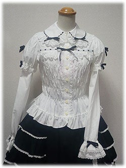 Angelic Pretty　長袖半袖　ブラウス　シロ　シャーリング Shirring Blouse by Angelic Pretty